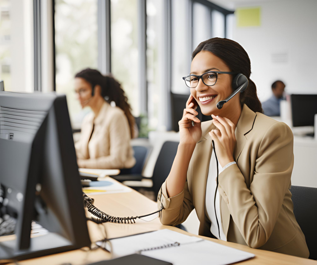 موظفة خدمة عملاء شركة الألمانية اثناء العمل